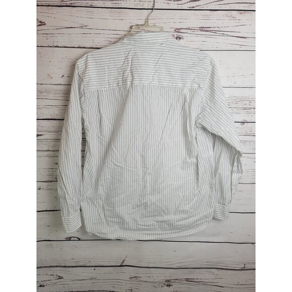 Vtg Jones New York Button Up Shirt White Gray Striped Long Sleeve Women's Size 8 - Picture 8 of 10